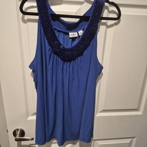 Cato Ruched Blue Sleeveless Tank Top